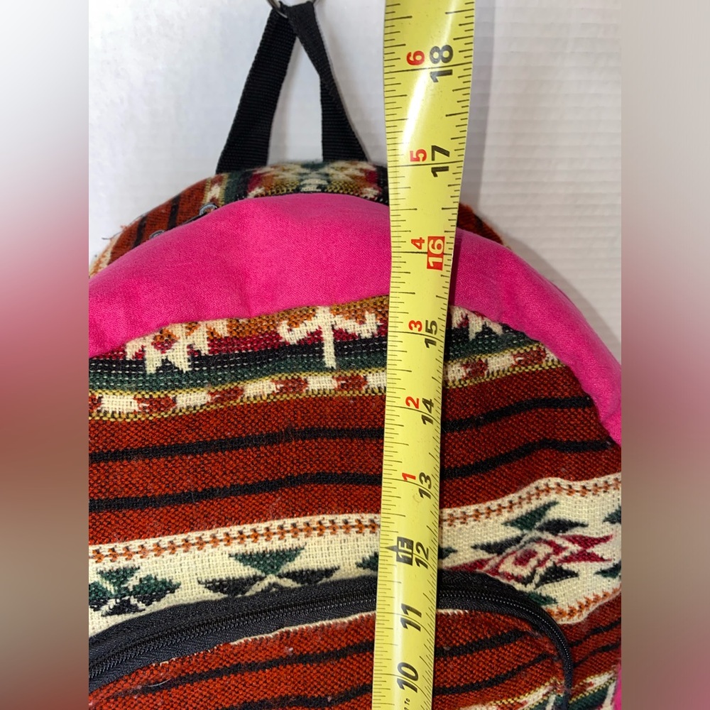 Pink And Brown Patterned Backpack - image 3